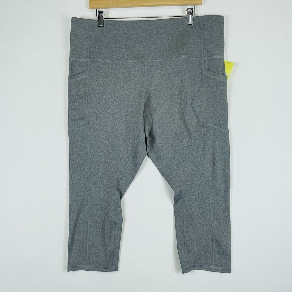 NEW All In Motion Leggings Pants Women 1X Charcoal Grey Cropped Active Gym